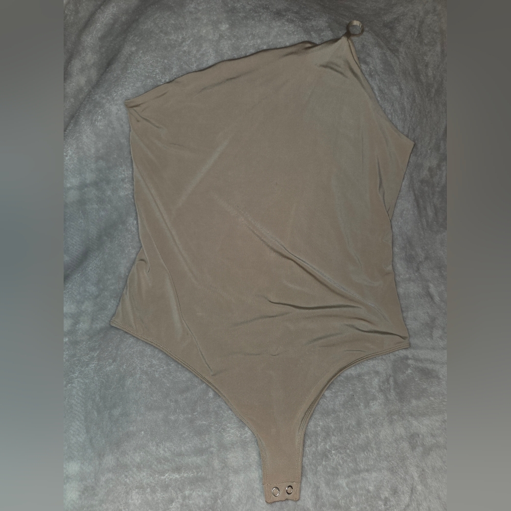 Express Beige One Shoulder Bodysuit